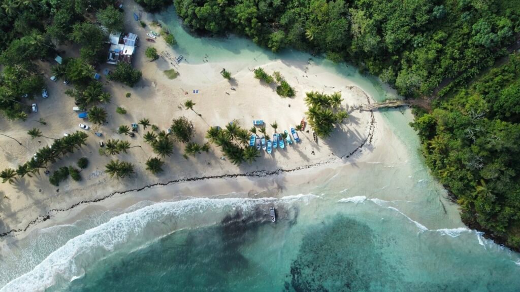Aerial view of Playa Rincón and Caño Frío